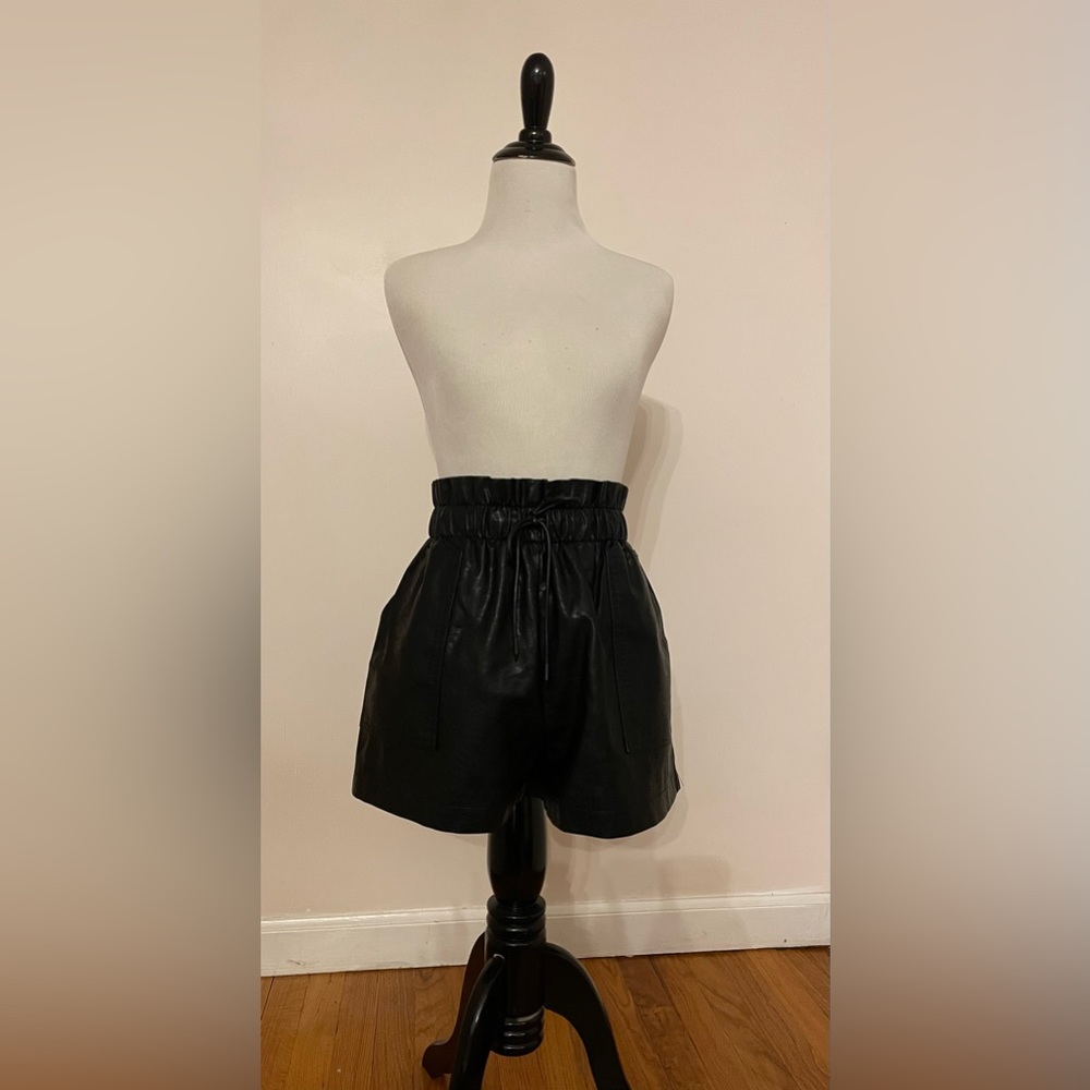 Faux Leather High Waisted Elastic Shorts NWT